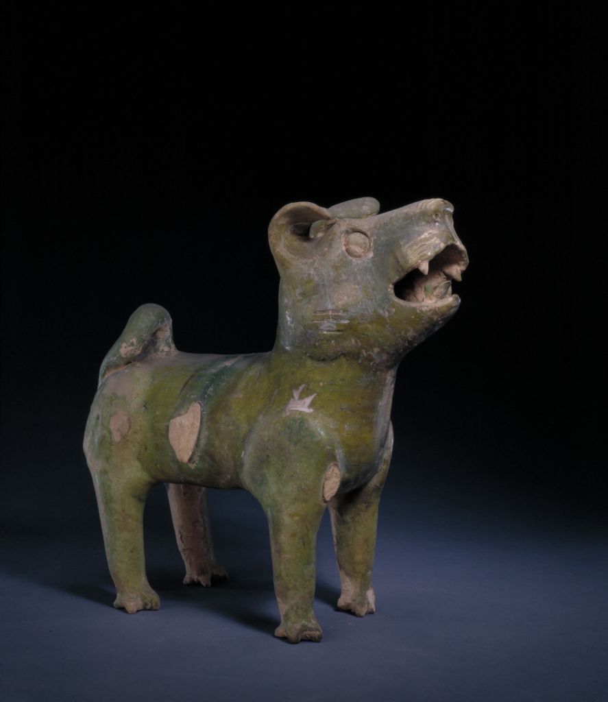 图片[1]-Green glazed pottery dog-China Archive